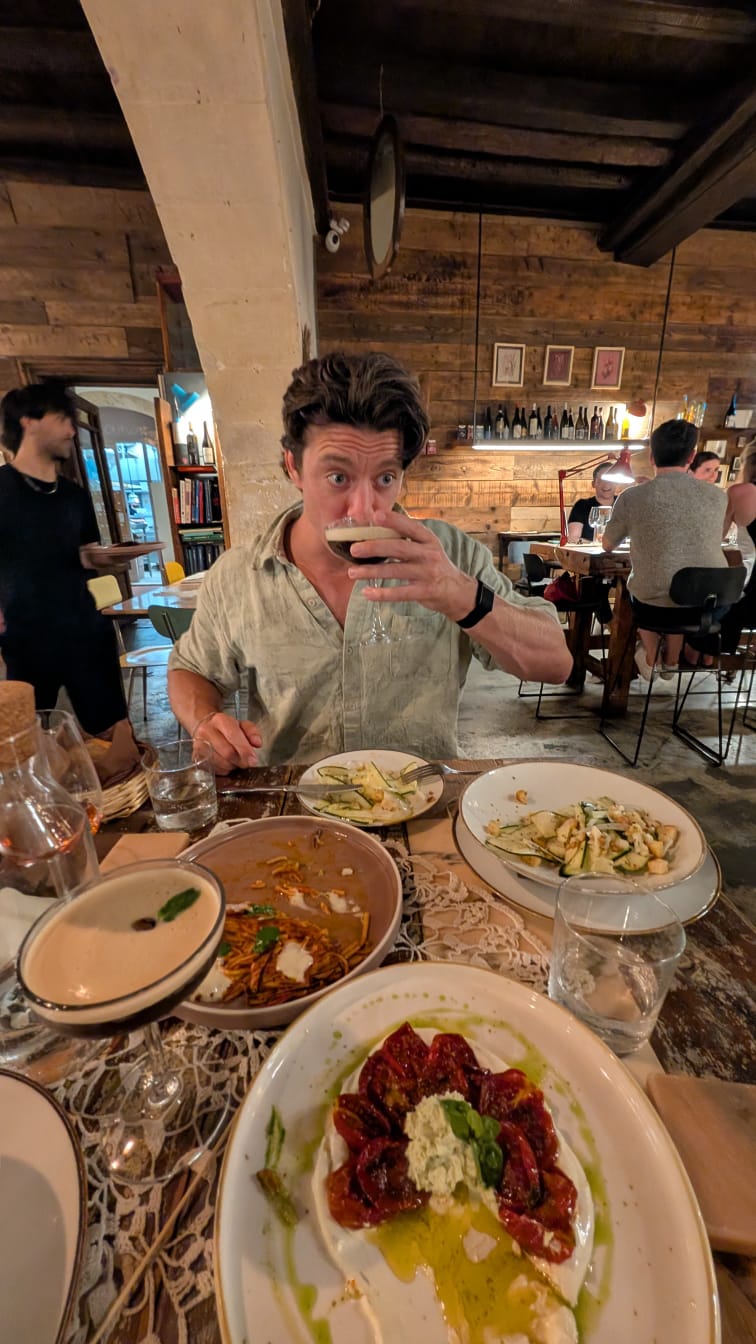 Me eating and drinking 
